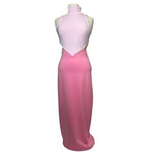 Adidas NWT Pink Maxi Tank Dress Sleeveless Stretch Roll Neck Bodycon Size Small
